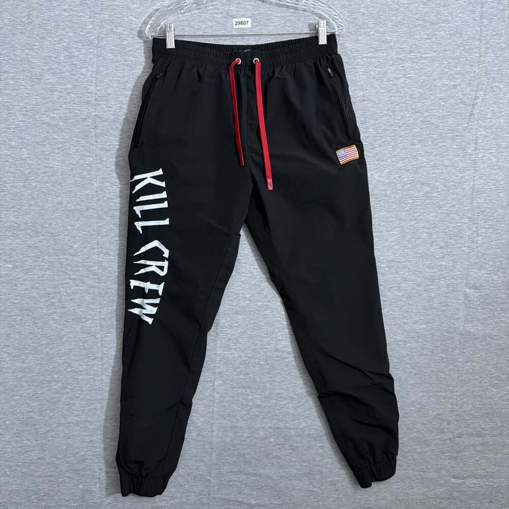 Kill Crew Men's Size Medium Black Nylon Tech Joggers V2 Black Spellout